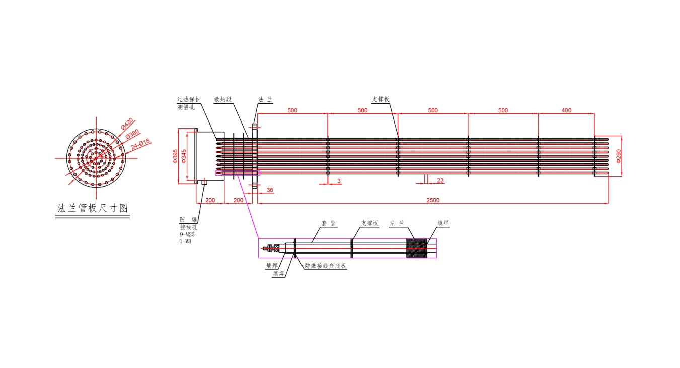 150kw防爆法蘭加熱管
